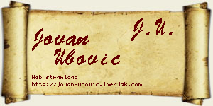Jovan Ubović vizit kartica